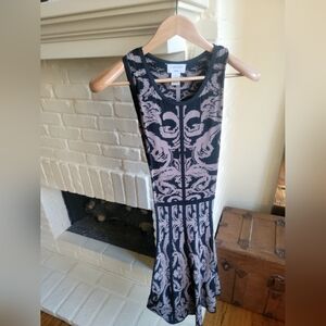 Carmen Black Taupe Knit Fit & Flare Dress Size XS